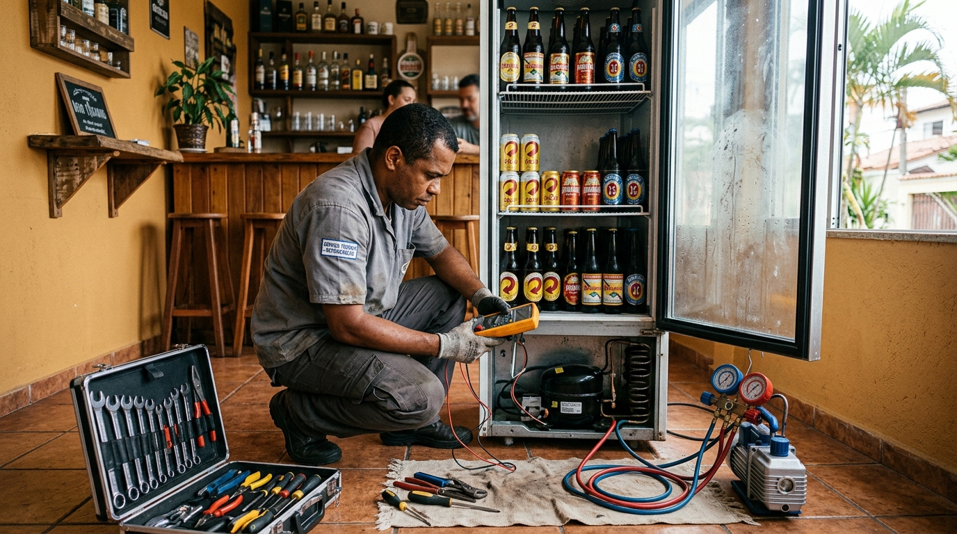 Substituição do termostato de uma cervejeira em Cotia‑SP